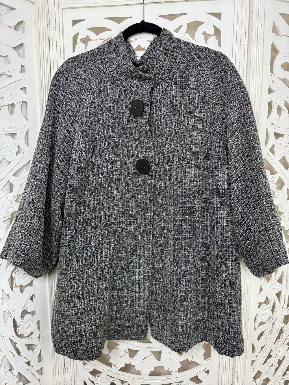 Sandro Paris Black & Gray Double Button Swing Jacket